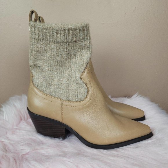 Sam Edelman knit pointed toe luxe tan boot - Picture 1 of 5